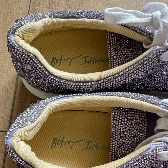 Betsey Johnson Sidny Lace-Up Rhinestone Platform Sneakers size 8M Purple - Picture 6 of 7